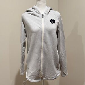 Notre Dame Embroidered Under Armour Light Gray Women's Full-Zip Hoodie
